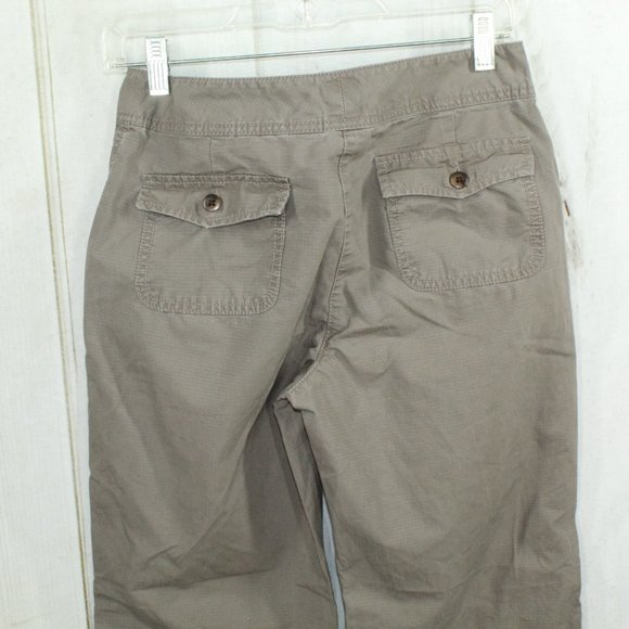 LL Bean Signature Green Cotton Wide Leg Ankle-Length Utility Pants Size 4 - Picture 8 of 10